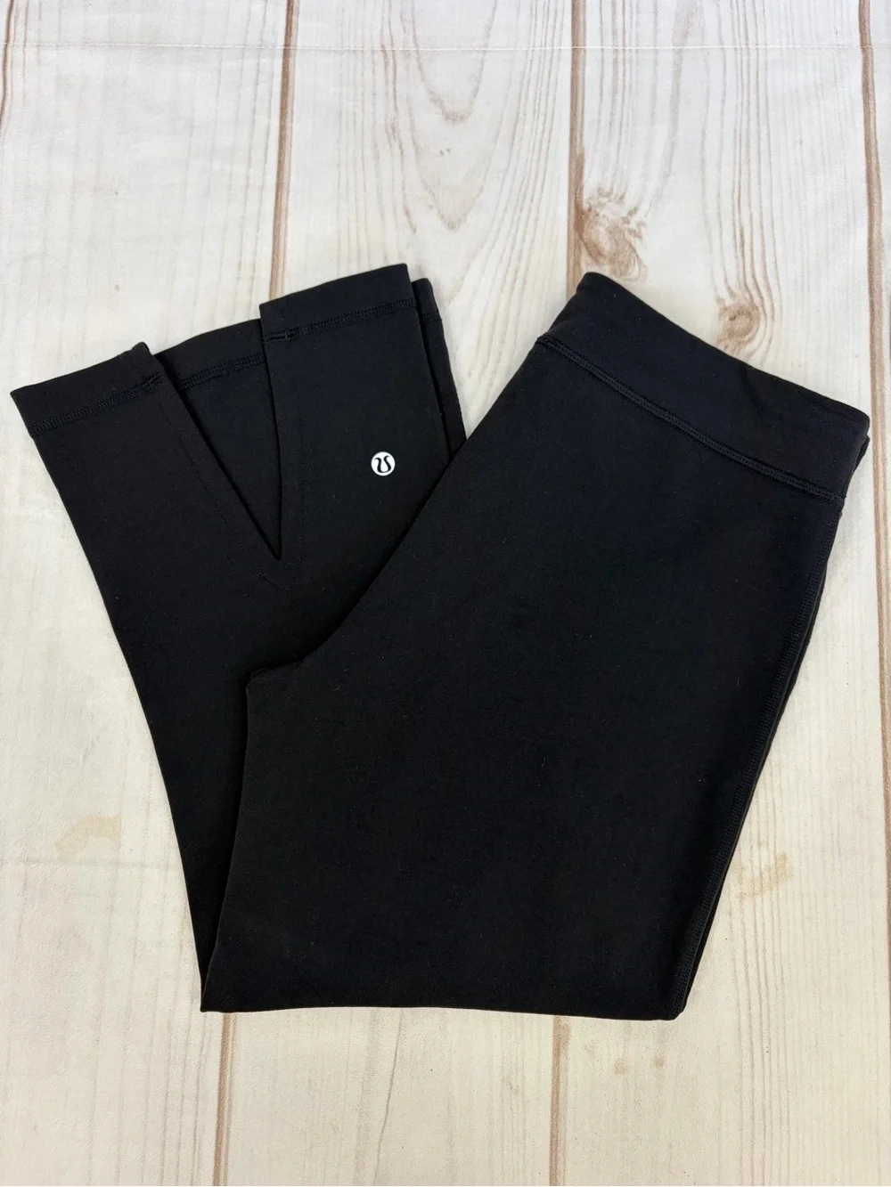 Lululemon Boogie Crop Split Hem Cropped Yoga Pants Black Sz 8